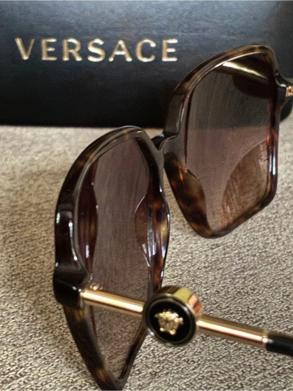 Versace VE4396 Havana Brown Gradient Oversized Square Sunglasses NWT